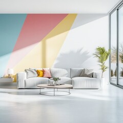 Modern Living Room with Colorful Accent Wall