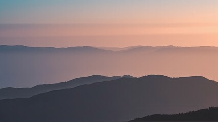 Fototapeta premium Generative AI, Minimalist Aerial View of Serene Mountain Ranges with Soft Cloud Layers