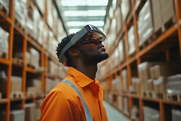 Technician Using Augmented Reality in Logistics Environment