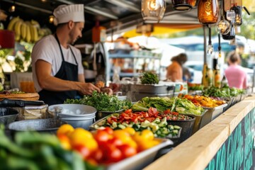 Vegan Food Truck Offering Fresh Dishes by Chef
