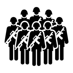 Clean and Modern Troops Icon Pictogram Highlighting Soldiers in Combat Stance for a Strong Military Illustration 