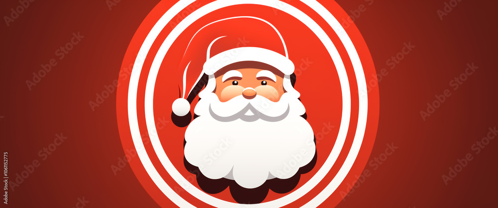 Wall mural Santa claus illustration on red background