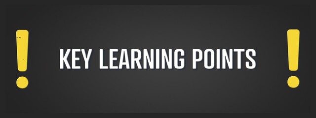 Key Learning Points. A blackboard with white text. Illustration with grunge text style.