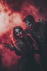 Group of people dressed in Halloween zombie costume