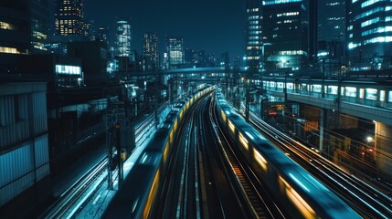 Fototapeta premium Night Train in Tokyo