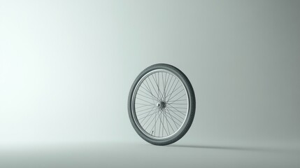 A Single Bicycle Wheel on a White Background