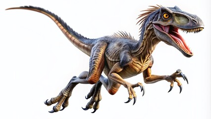 Aerial View of an Isolated Raptor Dinosaur on Transparent Background for Educational and Creative Uses