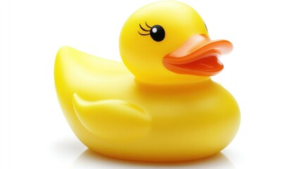 A Yellow Rubber Duck with Black Eyes and an Orange Beak