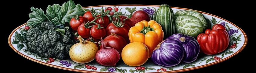 Vibrant Plate of Colorful Vegetables A Delicious Path to Heart Health and Nutrient-Rich Diet, Promote a Balanced Lifestyle with Fresh Produce