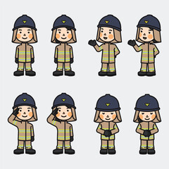 firefighter with turnout gear character illustration
