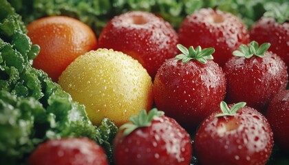Vibrant Red, Yellow, and Green Fruits and Vegetables A Delicious Path to Heart-Healthy Wellness These nutrient-rich ingredients are packed with vitamins, minerals, and antioxidants that can help