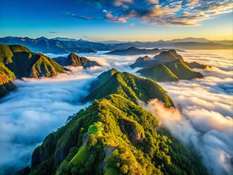 Aerial View of the Enchanting Blue Mountains Above a Sea of Clouds in Sagada, Mountain Province, Philippines &ndash; Nature's Majestic Landscape