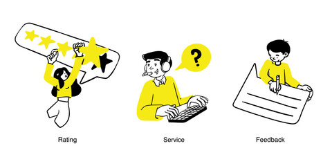 Survey related vector business illustrations.