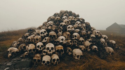 Naklejka premium A large pile of skulls.
