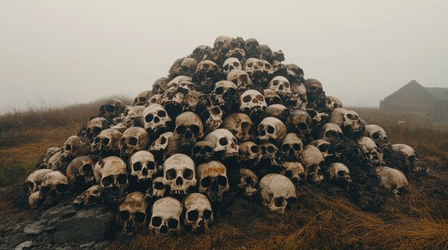 A large pile of skulls.
