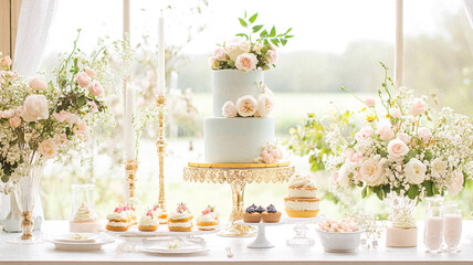 Cottage wedding decoration in the countryside, floral decor and event celebration, flowers, wedding aisle, wedding cake and tablescape, English country style idea