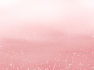 水彩で描いた淡いピンクのグラデーションテクスチャ背景に手書きのキラキラ模様が可愛いイラスト素材