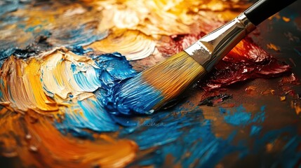 Fototapeta premium Artistic hobbies at home with vibrant paints, soft lighting, cozy home studio, creative atmosphere, modern style