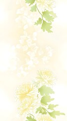 Obraz premium Soft Yellow Watercolor Chrysanthemums on Cream Background