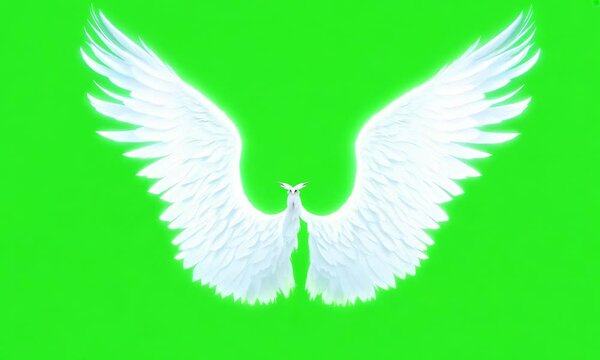 Angel wings animation isolate on green screen background