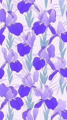 Soft Watercolor Irises in Gentle Purple and Blue Hues