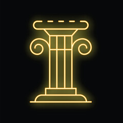 Fototapeta premium Glowing neon line antique column icon isolated on black background vector illustration