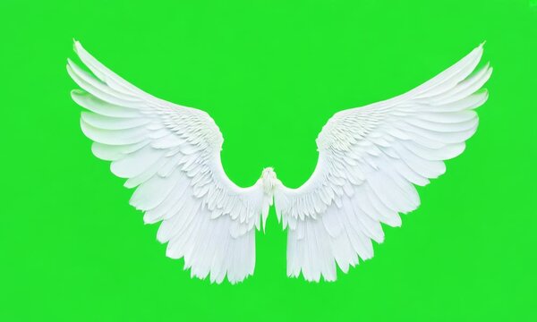 Angel wings animation isolate on green screen background