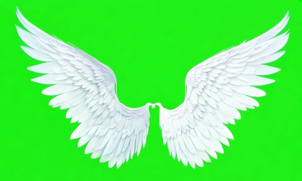 Angel wings animation isolate on green screen background