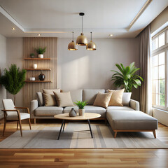 a living room with a velvet sofa
