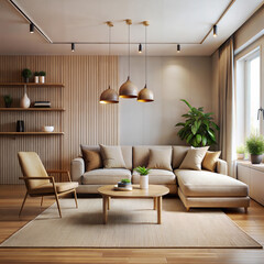 a living room with a velvet sofa