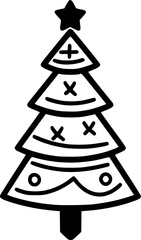 Minimalist Christmas Tree Line Art Icon