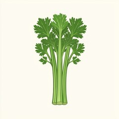 artwork features fresh green celery stalk minimalist style emphasizing elongated shapes and simplicity pristine white backdrop perfect design and culinary uses.