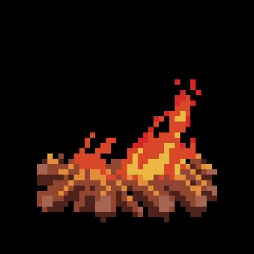 Campfire pixel art simple animation video for your footage element