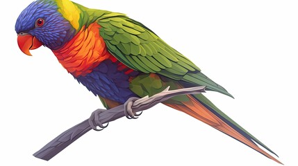 Obraz premium A Colorful Rainbow Lorikeet Perched on a Branch