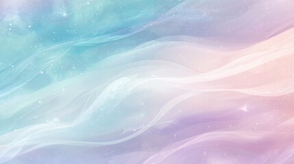 Gentle pastel colors blend seamlessly in this abstract background, creating a dreamy and ethereal atmosphere with soft waves and subtle sparkle