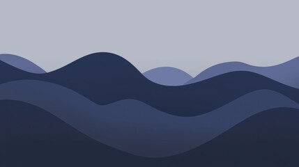 Smooth, rolling blue waves create a calming and minimalist abstract landscape, perfect for backgrounds and design projects seeking a tranquil and modern aesthetic