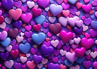 Colorful Heart Background for Valentine's Day, Mother's Day, and Women's Day in Trendy Purple with Copyspace for Text