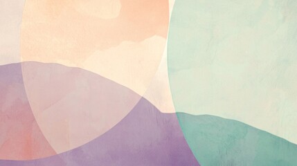 Obraz premium Pastel colors blend together in overlapping circular and curved shapes, creating a soothing abstract art composition with a textured background