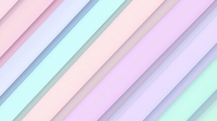 Fototapeta premium Soft pastel stripes in shades of pink, blue, purple, and green are arranged diagonally creating a soothing and visually appealing pattern, perfect for various design applications