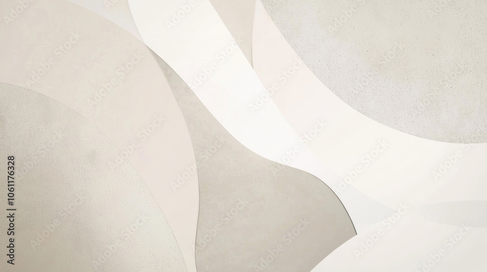 Poster smooth white curves create a dynamic contrast against a gray textured background, forming an abstrac