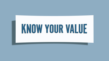 Fototapeta premium know your value.. A card isolated on blue background.