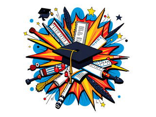 Education ignites creativity and innovation in our ever evolving world of opportunities, digital illustration of illustrative explosion concept.