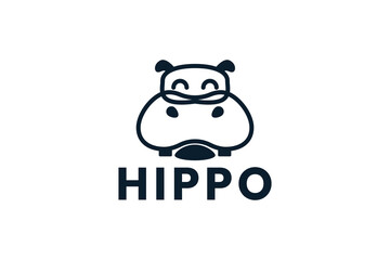 hippo logo design vector silhouette illustration