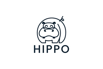 hippo logo vector icon illustration