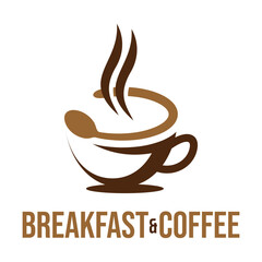 breakfast and coffee flat minimalist logo design