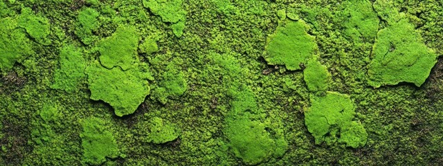 A close-up view of vibrant green moss covering a textured surface.