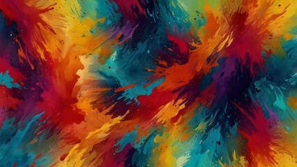 Hand drawn colorful painting abstract art panorama background colors texture. Generative AI