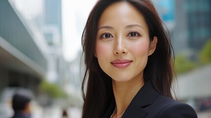 Fototapeta premium 都会の街並みの中で屋外にいる自信に満ちたプロフェッショナルな女性