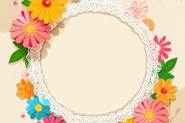 Fototapeta premium frame with flowers and butterflies