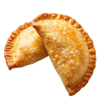 Two crispy fried empanadas isolated on transparent background Generative Ai.